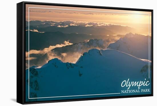 Olympic National Park - Mount Olympus at Sunset-Lantern Press-Framed Stretched Canvas