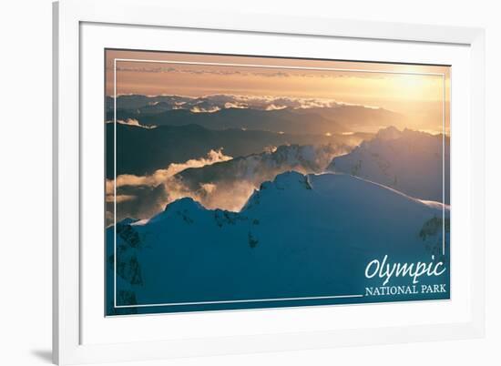 Olympic National Park - Mount Olympus at Sunset-Lantern Press-Framed Art Print