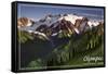Olympic National Park - Mount Olympus-Lantern Press-Framed Stretched Canvas