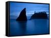 Olympic National Park, Wa: Sea Stacks Get Wrapped by the Incoming Tide-Brad Beck-Framed Stretched Canvas