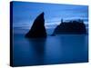 Olympic National Park, Wa: Sea Stacks Get Wrapped by the Incoming Tide-Brad Beck-Stretched Canvas
