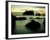 Olympic National Park, Wa: Sea Stacks Get Wrapped by the Incoming Tide-Brad Beck-Framed Photographic Print