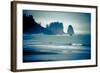 Olympic National Park, Wa: Surfers Brave the Cold Water of the Shore of La Push, Washington-Brad Beck-Framed Photographic Print