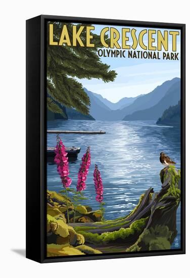 Olympic National Park, Washington - Lake Crescent-Lantern Press-Framed Stretched Canvas