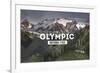 Olympic National Park, Washington - Rubber Stamp-Lantern Press-Framed Premium Giclee Print