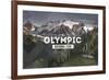 Olympic National Park, Washington - Rubber Stamp-Lantern Press-Framed Premium Giclee Print