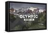 Olympic National Park, Washington - Rubber Stamp-Lantern Press-Framed Stretched Canvas