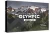 Olympic National Park, Washington - Rubber Stamp-Lantern Press-Stretched Canvas