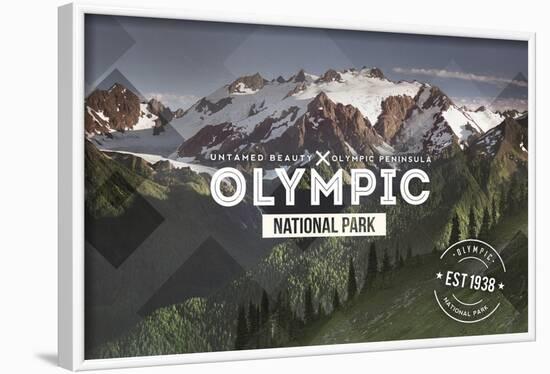 Olympic National Park, Washington - Rubber Stamp-Lantern Press-Framed Art Print