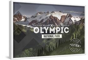 Olympic National Park, Washington - Rubber Stamp-Lantern Press-Framed Art Print