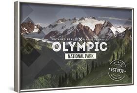 Olympic National Park, Washington - Rubber Stamp-Lantern Press-Framed Art Print