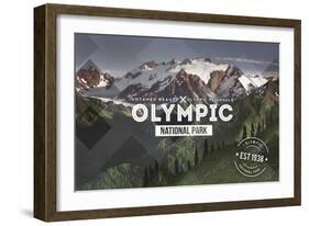 Olympic National Park, Washington - Rubber Stamp-Lantern Press-Framed Art Print