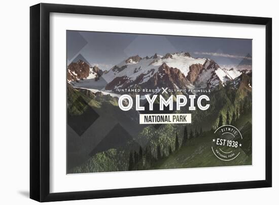 Olympic National Park, Washington - Rubber Stamp-Lantern Press-Framed Art Print