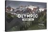 Olympic National Park, Washington - Rubber Stamp-Lantern Press-Stretched Canvas