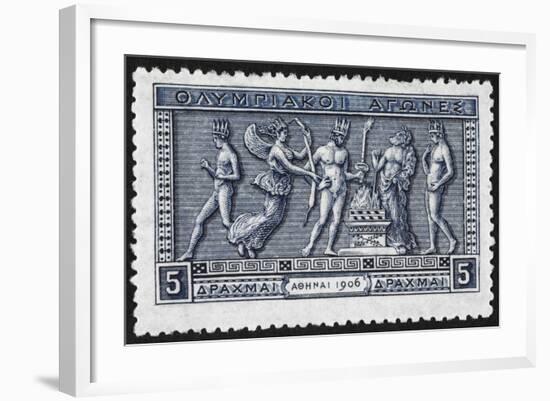 Olympic Offerings. Greece 1906 Olympic Games 5 Drachma, Unused-null-Framed Giclee Print