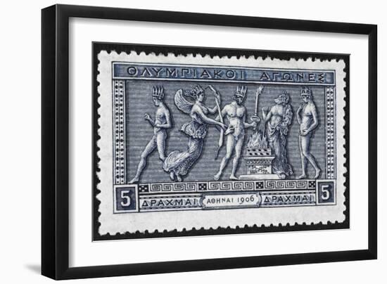 Olympic Offerings. Greece 1906 Olympic Games 5 Drachma, Unused-null-Framed Giclee Print