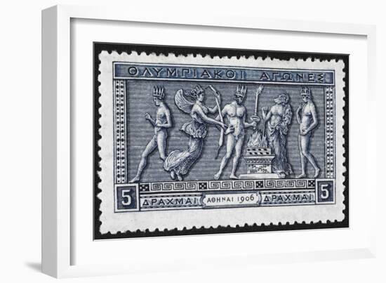 Olympic Offerings. Greece 1906 Olympic Games 5 Drachma, Unused-null-Framed Giclee Print