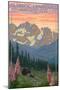 Olympic Peninsula, Washington - Bears and Spring Flowers-Lantern Press-Mounted Art Print