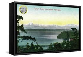 Olympic Range from Seattle, WA - Seattle, WA-Lantern Press-Framed Stretched Canvas