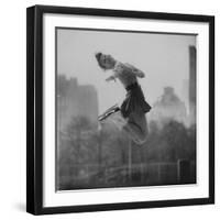 Olympic Skater Carol Heiss Performing on Ice Outdoors at Wollman Memorial Rink in Central Park-Ralph Morse-Framed Premium Photographic Print