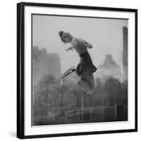 Olympic Skater Carol Heiss Performing on Ice Outdoors at Wollman Memorial Rink in Central Park-Ralph Morse-Framed Premium Photographic Print