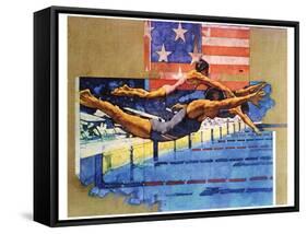 Olympic Swimmers-Michael Dudash-Framed Stretched Canvas