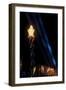 Olympic torch at night during the 2002 Winter Olympics, Salt Lake City, UT-null-Framed Photographic Print