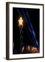 Olympic torch at night during the 2002 Winter Olympics, Salt Lake City, UT-null-Framed Photographic Print