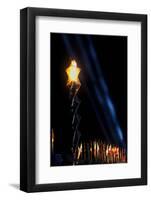 Olympic torch at night during the 2002 Winter Olympics, Salt Lake City, UT-null-Framed Photographic Print