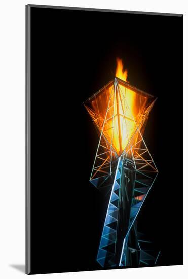 Olympic torch at night during the 2002 Winter Olympics, Salt Lake City, UT-null-Mounted Photographic Print