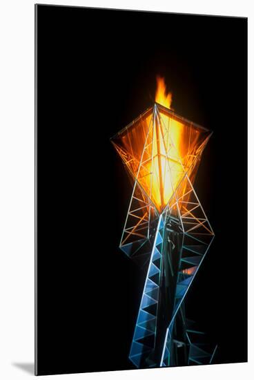 Olympic torch at night during the 2002 Winter Olympics, Salt Lake City, UT-null-Mounted Photographic Print