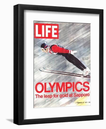 Olympics, Ski Jumper Yukio Kasaya, February 18, 1972-John Dominis-Framed Premium Photographic Print