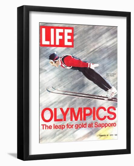 Olympics, Ski Jumper Yukio Kasaya, February 18, 1972-John Dominis-Framed Photographic Print