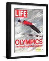 Olympics, Ski Jumper Yukio Kasaya, February 18, 1972-John Dominis-Framed Photographic Print