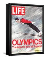 Olympics, Ski Jumper Yukio Kasaya, February 18, 1972-John Dominis-Framed Stretched Canvas