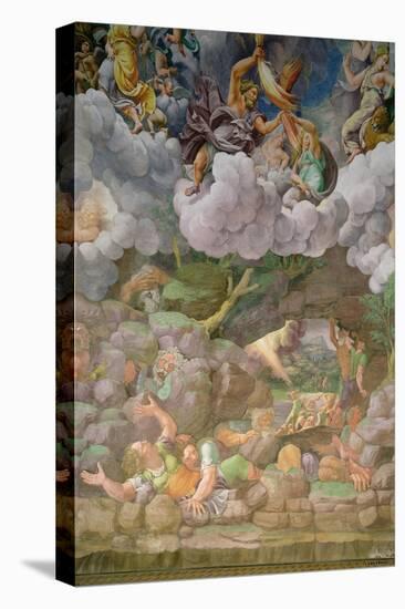 Olympus and Zeus Destroying the Rebellious Giants, Walls of the Sala Dei Giganti, 1530-32-Giulio Romano-Stretched Canvas