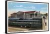 Omaha, Nebraska - Burlington Railroad Station View-Lantern Press-Framed Stretched Canvas