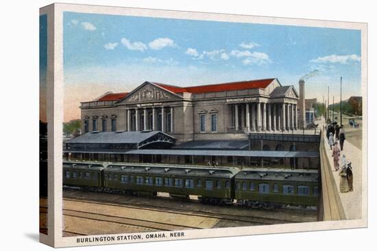 Omaha, Nebraska - Burlington Railroad Station View-Lantern Press-Stretched Canvas