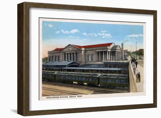 Omaha, Nebraska - Burlington Railroad Station View-Lantern Press-Framed Art Print