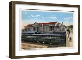 Omaha, Nebraska - Burlington Railroad Station View-Lantern Press-Framed Art Print
