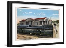 Omaha, Nebraska - Burlington Railroad Station View-Lantern Press-Framed Art Print