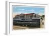 Omaha, Nebraska - Burlington Railroad Station View-Lantern Press-Framed Art Print