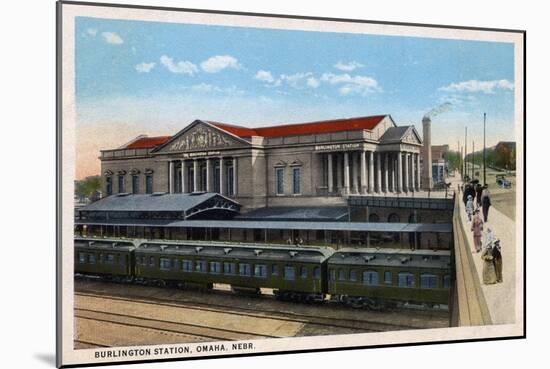 Omaha, Nebraska - Burlington Railroad Station View-Lantern Press-Mounted Art Print