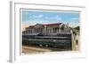 Omaha, Nebraska - Burlington Railroad Station View-Lantern Press-Framed Art Print