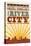 Omaha, Nebraska - Skyline and Sunburst Screenprint Style-Lantern Press-Stretched Canvas