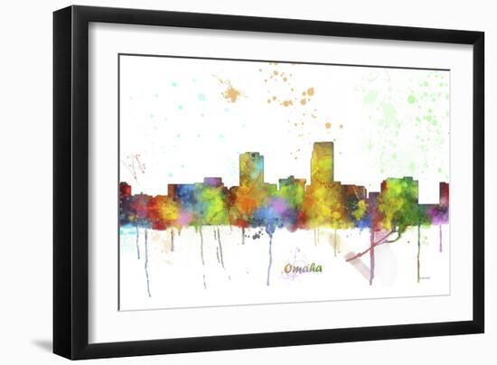 Omaha Nebraska Skyline MCLR 1-Marlene Watson-Framed Premium Giclee Print