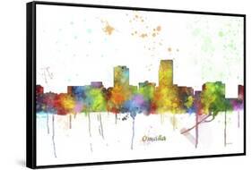 Omaha Nebraska Skyline MCLR 1-Marlene Watson-Framed Stretched Canvas