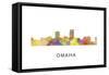 Omaha Nebraska Skyline-Marlene Watson-Framed Stretched Canvas