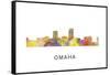 Omaha Nebraska Skyline-Marlene Watson-Framed Stretched Canvas