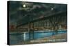 Omaha, Nebraska, View of the Douglas Street Bridge and Smelter at Night-Lantern Press-Stretched Canvas